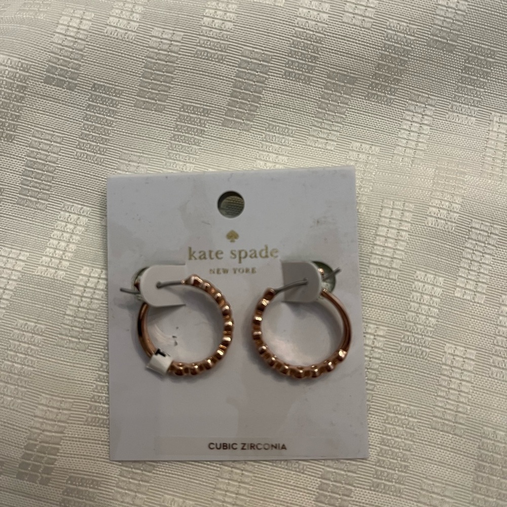 Kate Spade Full Circle rose gold hoops cubic zirconia earrings